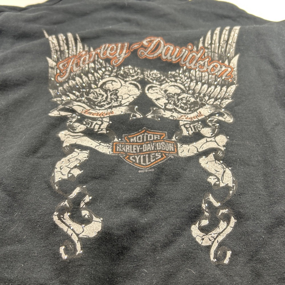 Harley-Davidson Womens 3XL Black Rhinestone Full Zip Hoodie Graphic Logo Fleece